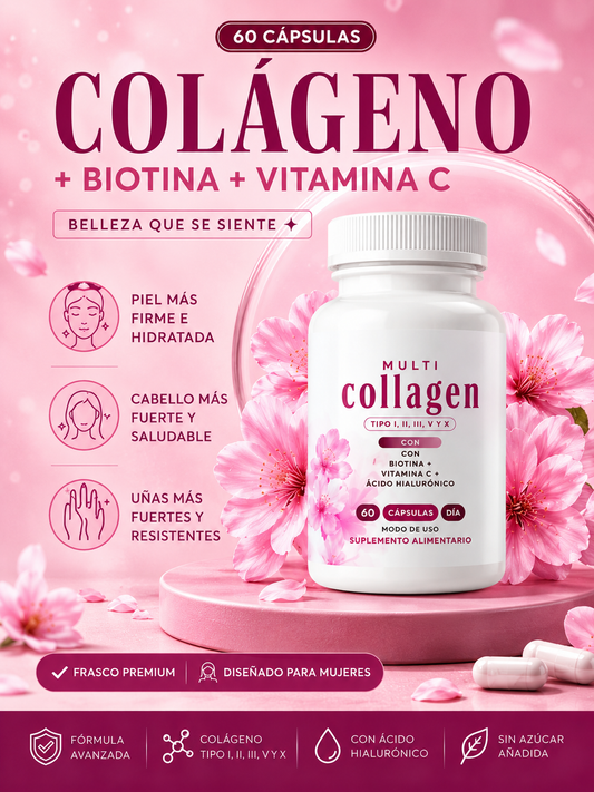 🌸 Multi Collagen en Cápsulas · Colágeno + Biotina + Vitamina C
